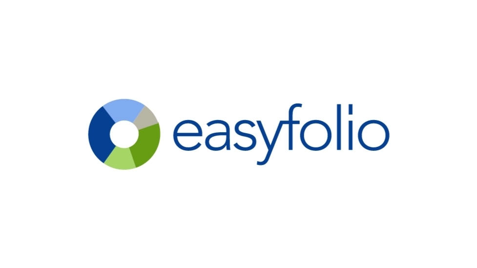 Weißer Hintergrund mit einem mehrfarbigen Kreis-Logo links und dem blauen Schriftzug "easyfolio" rechts.
